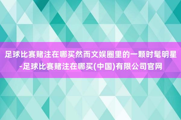 足球比赛赌注在哪买然而文娱圈里的一颗时髦明星-足球比赛赌注在哪买(中国)有限公司官网