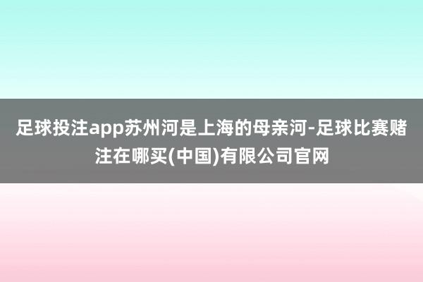 足球投注app苏州河是上海的母亲河-足球比赛赌注在哪买(中国)有限公司官网