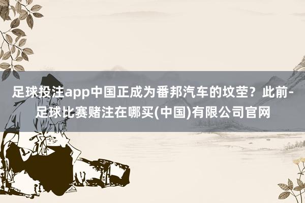 足球投注app中国正成为番邦汽车的坟茔？此前-足球比赛赌注在哪买(中国)有限公司官网