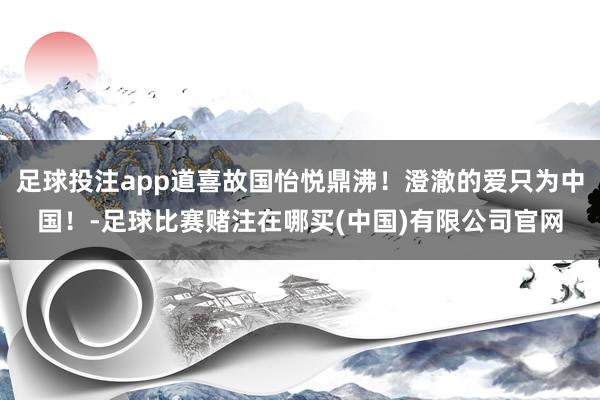 足球投注app道喜故国怡悦鼎沸！澄澈的爱只为中国！-足球比赛赌注在哪买(中国)有限公司官网