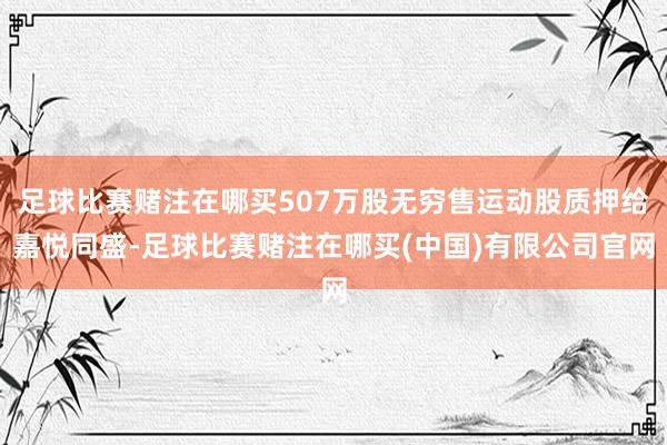 足球比赛赌注在哪买507万股无穷售运动股质押给嘉悦同盛-足球比赛赌注在哪买(中国)有限公司官网