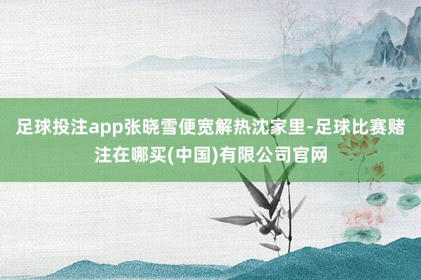 足球投注app张晓雪便宽解热沈家里-足球比赛赌注在哪买(中国)有限公司官网