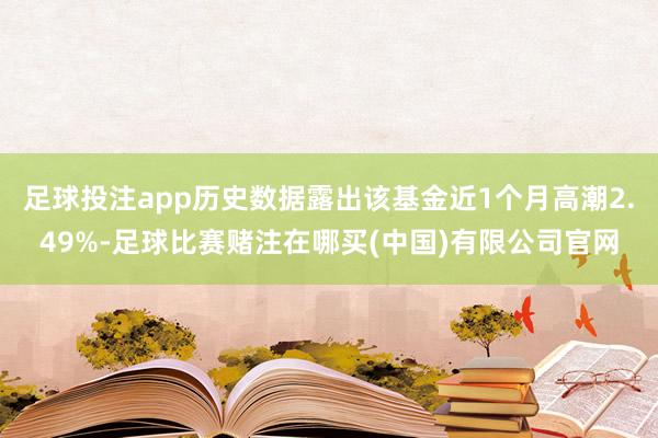 足球投注app历史数据露出该基金近1个月高潮2.49%-足球比赛赌注在哪买(中国)有限公司官网