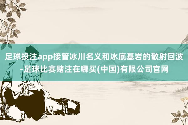 足球投注app接管冰川名义和冰底基岩的散射回波-足球比赛赌注在哪买(中国)有限公司官网