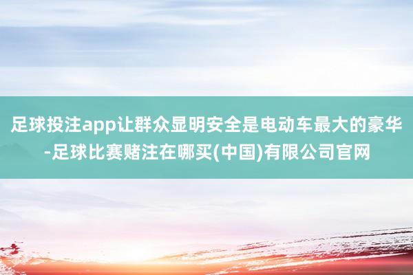 足球投注app让群众显明安全是电动车最大的豪华-足球比赛赌注在哪买(中国)有限公司官网