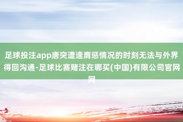 足球投注app唐突遭逢膺惩情况的时刻无法与外界得回沟通-足球比赛赌注在哪买(中国)有限公司官网