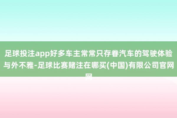 足球投注app好多车主常常只存眷汽车的驾驶体验与外不雅-足球比赛赌注在哪买(中国)有限公司官网
