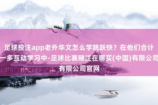 足球投注app老外华文怎么学跳跃快？在他们合计的这一多互动学习中-足球比赛赌注在哪买(中国)有限公司官网