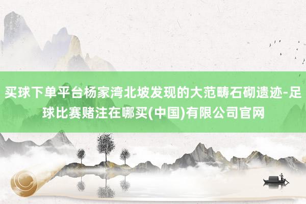 买球下单平台杨家湾北坡发现的大范畴石砌遗迹-足球比赛赌注在哪买(中国)有限公司官网