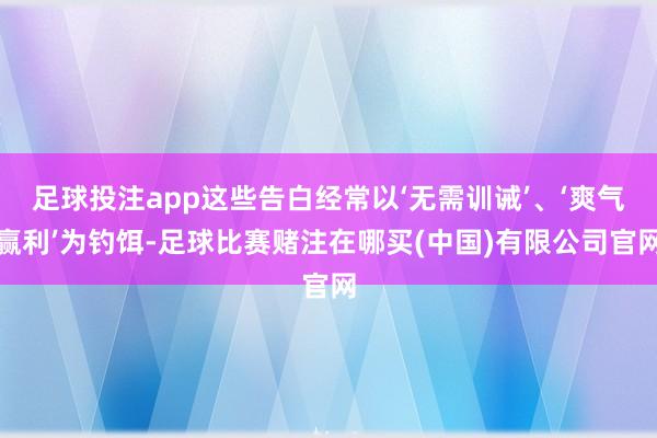 足球投注app这些告白经常以‘无需训诫’、‘爽气赢利’为钓饵-足球比赛赌注在哪买(中国)有限公司官网