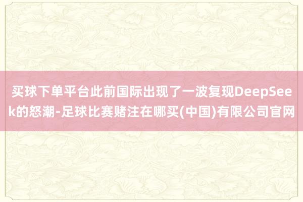 买球下单平台此前国际出现了一波复现DeepSeek的怒潮-足球比赛赌注在哪买(中国)有限公司官网