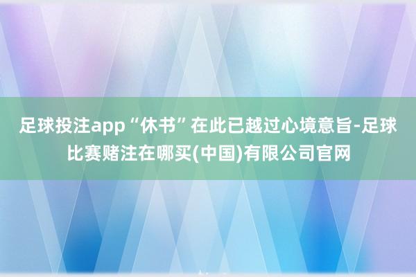 足球投注app“休书”在此已越过心境意旨-足球比赛赌注在哪买(中国)有限公司官网