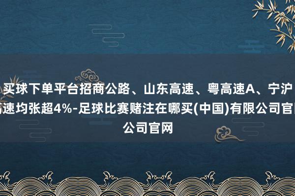买球下单平台招商公路、山东高速、粤高速A、宁沪高速均张超4%-足球比赛赌注在哪买(中国)有限公司官网