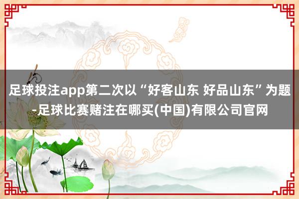 足球投注app第二次以“好客山东 好品山东”为题-足球比赛赌注在哪买(中国)有限公司官网