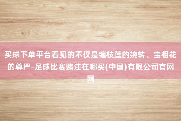 买球下单平台看见的不仅是缠枝莲的婉转、宝相花的尊严-足球比赛赌注在哪买(中国)有限公司官网