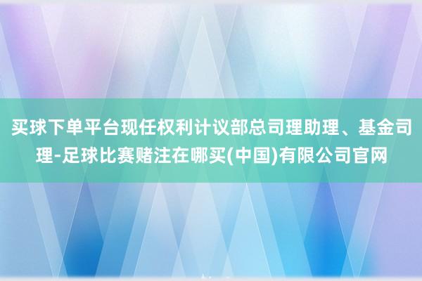 买球下单平台现任权利计议部总司理助理、基金司理-足球比赛赌注在哪买(中国)有限公司官网