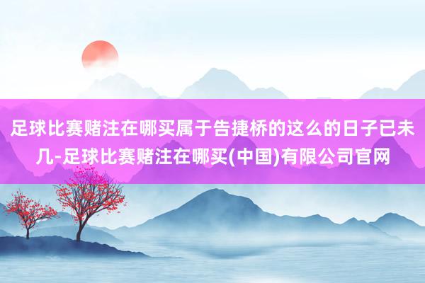 足球比赛赌注在哪买属于告捷桥的这么的日子已未几-足球比赛赌注在哪买(中国)有限公司官网