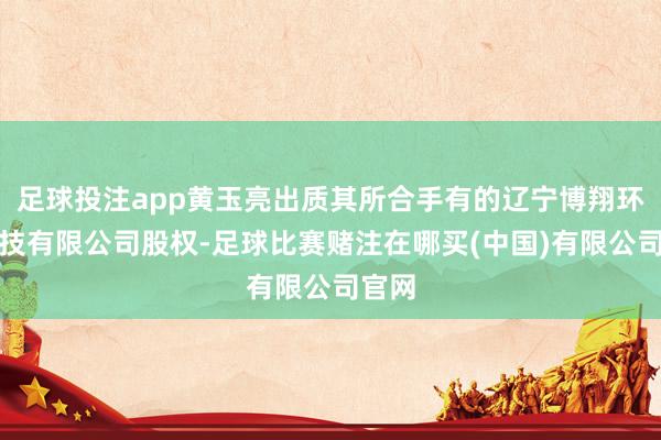 足球投注app黄玉亮出质其所合手有的辽宁博翔环保科技有限公司股权-足球比赛赌注在哪买(中国)有限公司官网
