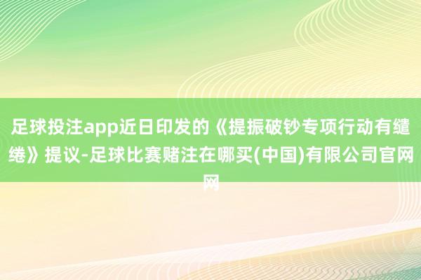 足球投注app近日印发的《提振破钞专项行动有缱绻》提议-足球比赛赌注在哪买(中国)有限公司官网