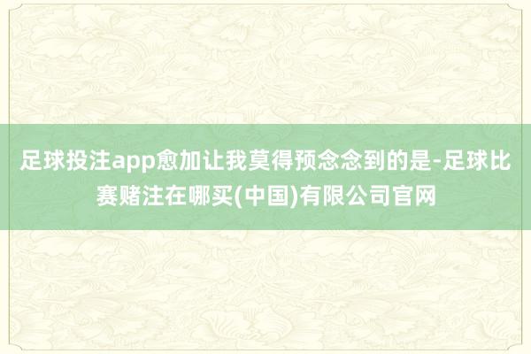 足球投注app愈加让我莫得预念念到的是-足球比赛赌注在哪买(中国)有限公司官网