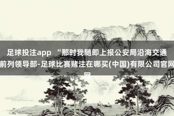 足球投注app  “那时我随即上报公安局沿海交通前列领导部-足球比赛赌注在哪买(中国)有限公司官网
