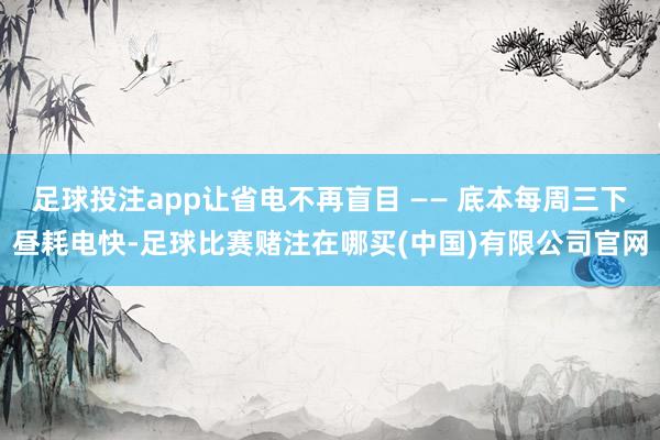 足球投注app让省电不再盲目 —— 底本每周三下昼耗电快-足球比赛赌注在哪买(中国)有限公司官网