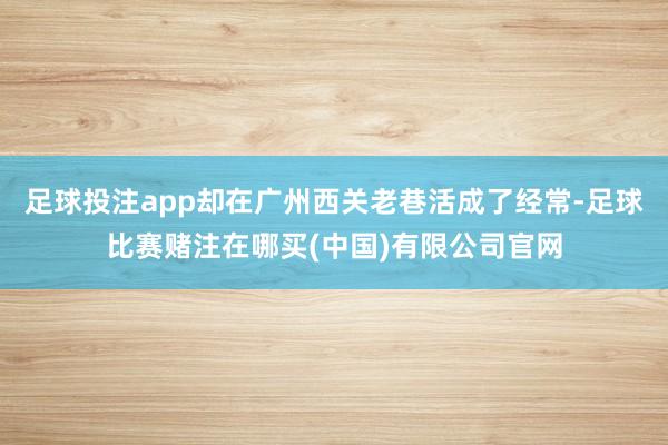 足球投注app却在广州西关老巷活成了经常-足球比赛赌注在哪买(中国)有限公司官网