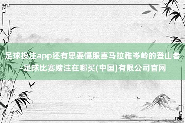 足球投注app还有思要慑服喜马拉雅岑岭的登山者-足球比赛赌注在哪买(中国)有限公司官网