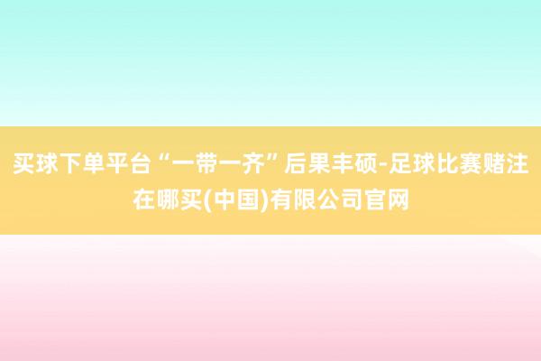 买球下单平台“一带一齐”后果丰硕-足球比赛赌注在哪买(中国)有限公司官网