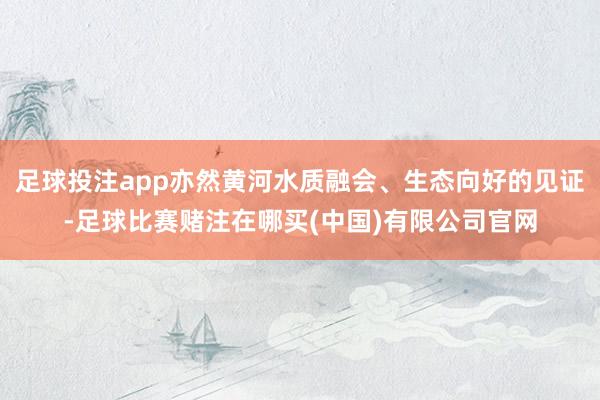 足球投注app亦然黄河水质融会、生态向好的见证-足球比赛赌注在哪买(中国)有限公司官网