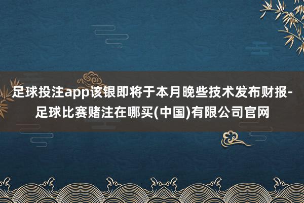 足球投注app该银即将于本月晚些技术发布财报-足球比赛赌注在哪买(中国)有限公司官网