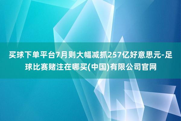 买球下单平台7月则大幅减抓257亿好意思元-足球比赛赌注在哪买(中国)有限公司官网