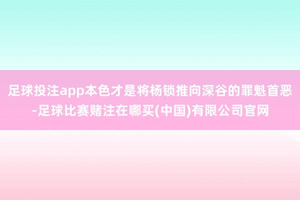 足球投注app本色才是将杨锁推向深谷的罪魁首恶-足球比赛赌注在哪买(中国)有限公司官网