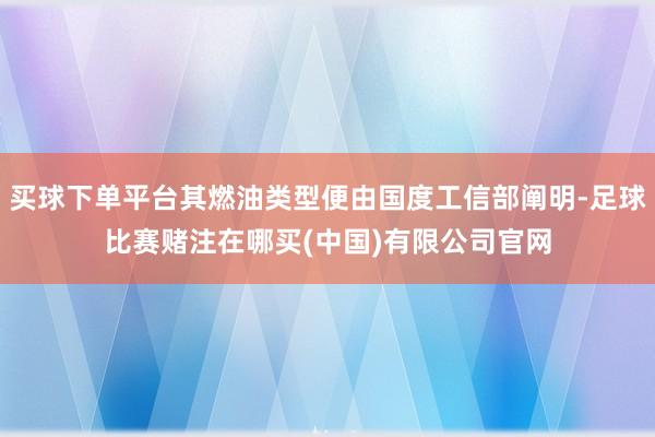 买球下单平台其燃油类型便由国度工信部阐明-足球比赛赌注在哪买(中国)有限公司官网