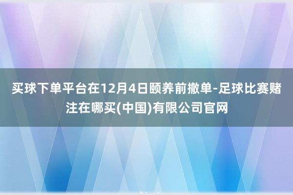 买球下单平台在12月4日颐养前撤单-足球比赛赌注在哪买(中国)有限公司官网