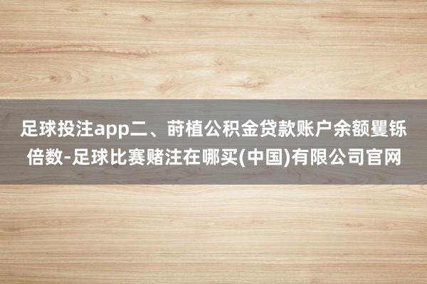 足球投注app 二、莳植公积金贷款账户余额矍铄倍数-足球比赛赌注在哪买(中国)有限公司官网