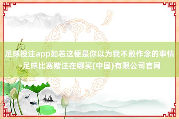 足球投注app如若这便是你以为我不敢作念的事情-足球比赛赌注在哪买(中国)有限公司官网