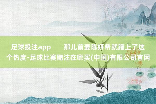 足球投注app       那儿前妻陈妍希就蹭上了这个热度-足球比赛赌注在哪买(中国)有限公司官网
