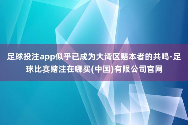 足球投注app似乎已成为大湾区赔本者的共鸣-足球比赛赌注在哪买(中国)有限公司官网