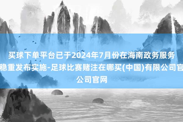 买球下单平台已于2024年7月份在海南政务服务网稳重发布实施-足球比赛赌注在哪买(中国)有限公司官网