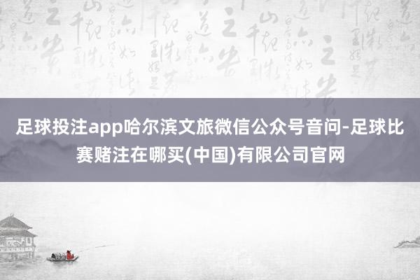 足球投注app哈尔滨文旅微信公众号音问-足球比赛赌注在哪买(中国)有限公司官网