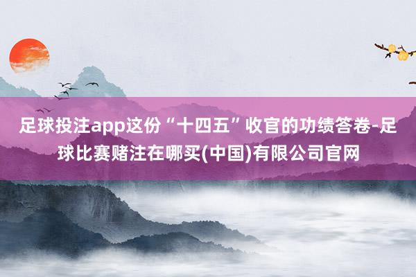足球投注app这份“十四五”收官的功绩答卷-足球比赛赌注在哪买(中国)有限公司官网