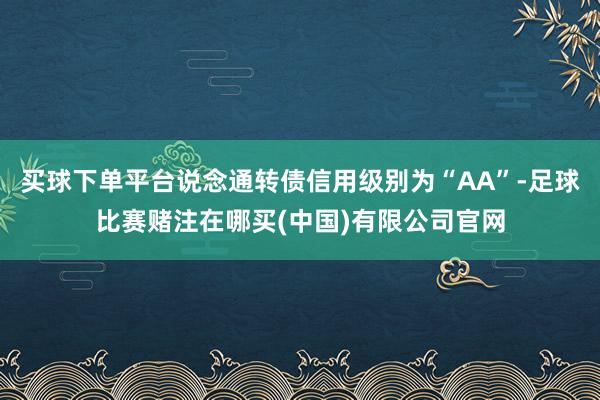 买球下单平台说念通转债信用级别为“AA”-足球比赛赌注在哪买(中国)有限公司官网