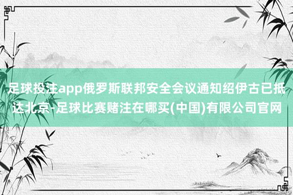 足球投注app俄罗斯联邦安全会议通知绍伊古已抵达北京-足球比赛赌注在哪买(中国)有限公司官网