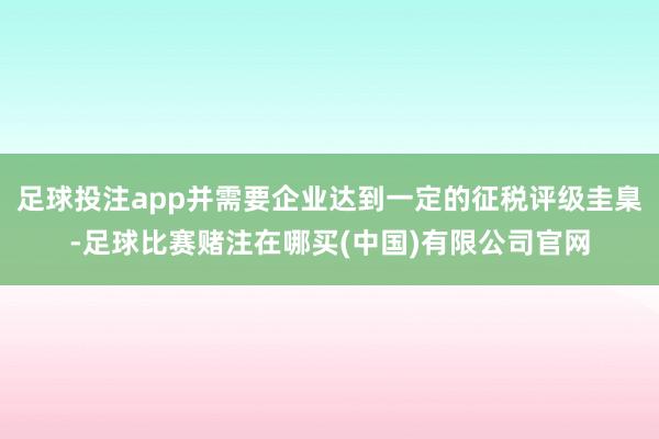 足球投注app并需要企业达到一定的征税评级圭臬-足球比赛赌注在哪买(中国)有限公司官网