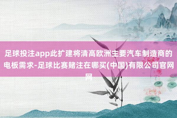 足球投注app此扩建将清高欧洲主要汽车制造商的电板需求-足球比赛赌注在哪买(中国)有限公司官网