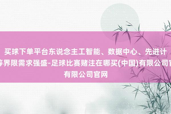买球下单平台东说念主工智能、数据中心、先进计较等界限需求强盛-足球比赛赌注在哪买(中国)有限公司官网