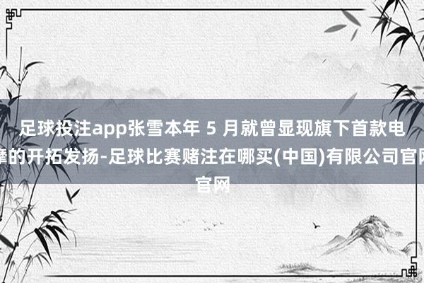 足球投注app张雪本年 5 月就曾显现旗下首款电摩的开拓发扬-足球比赛赌注在哪买(中国)有限公司官网