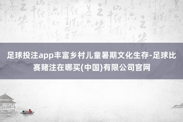 足球投注app丰富乡村儿童暑期文化生存-足球比赛赌注在哪买(中国)有限公司官网